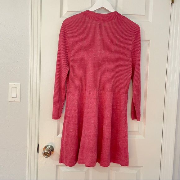 NIC + ZOE  linen blend long Cardigan in a twirl Raspberry Pink Button ribbed XL - Picture 7 of 14